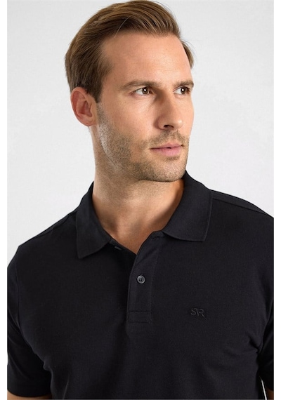 Süvari Siyah Regular Düz Baskısız Pike Düğmeli Polo Yaka Tişört Ts1014000471-s09