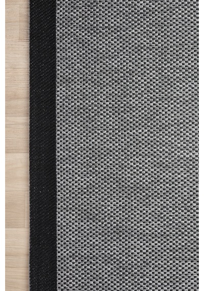 Sisal Prime Gri Siyah İskandinav Yıkanabilir Bordürlü Halı Kilim Balkon Teras Koridor Halısı 1148