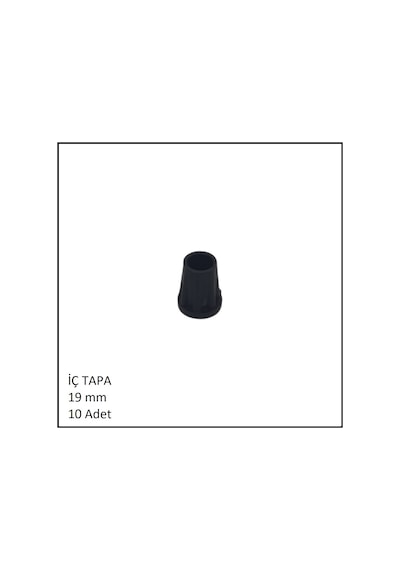 Plastik İç Tapa, Yuvarlak, 19 Mm 10 Adet Siyah