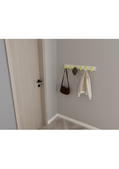 Hepsi3boyutlu Modern Duvar & Kapı Baston Askılık - 6 Adet Sarı J Askılık - Model No : 6 Sarı