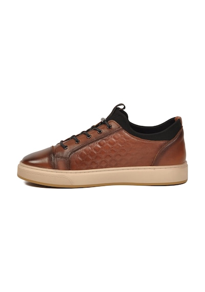Voyager Taba Hakiki Deri Kroko Desenli Rahat Şık Erkek Casual Ayakkabı Sneaker 6424-1 M