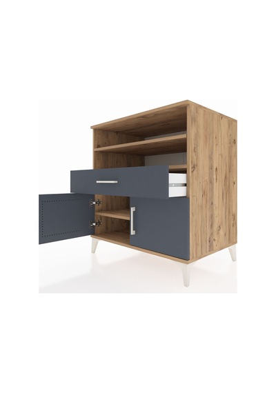 Kronos Şifonyer 3 Raflı Tek Çekmeceli 2 Kapaklı 88x59x96 Çam-... Çam
