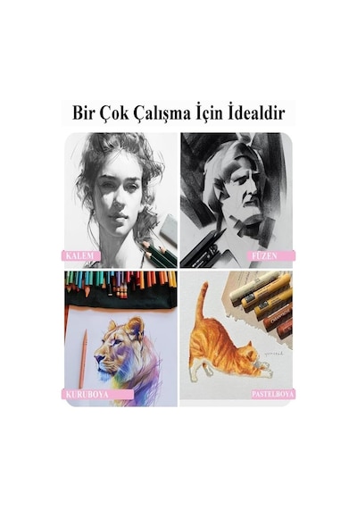 Artlantis A5 Eskiz Defteri Spralli 50 Yaprak Karakalem Çizim Seti Hamur Silgi Fatih Dereceli Kalem Hobi Tasarım Seti