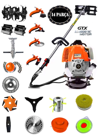Eisenn German Cobra 980 Pro Sırt Tırpan + Akrobat Çapalama + Toprak Eşeleme 14 Parça Full Set