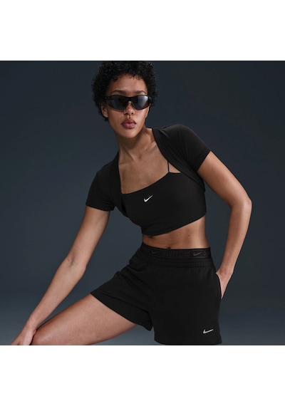Nike Chill French Terry 4" Short Kadın Boxer Detaylı Şort-sportxstore Siyah
