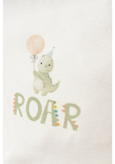 %100 Pamuklu Little Roar T-shirt Ekru