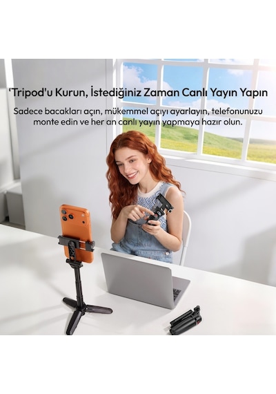 Ulanzi Jj21 Mini 3 İn 1 Selfie Monopod Telefon Tutucu Tripod Ve Kumandalı Grip - T184