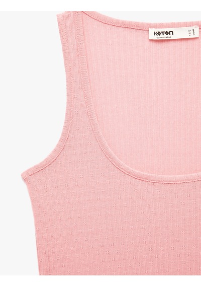 Koton U Yaka Kolsuz Fitilli Atlet Pijama Üstü Pembe 6slk90005mk Gül