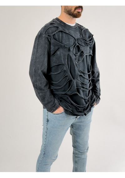 Cocopelli Street Yıkamalı Antrasit Tasarım Erkek Sweatshirt Coc2719 Antrasit