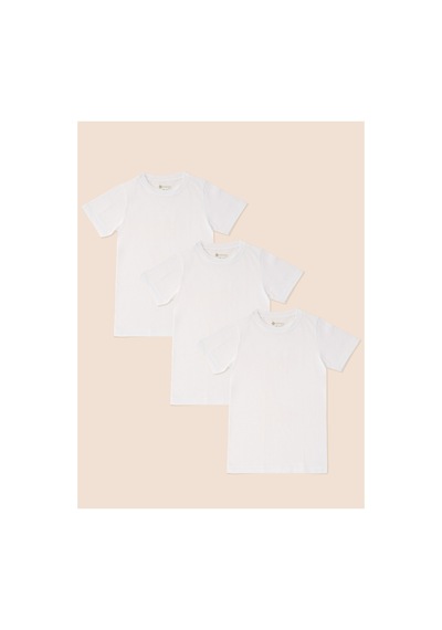 Natuline Erkek / Kız Çocuk T-shirt Organik Pamuk Penye 6'lı Paket Beyaz