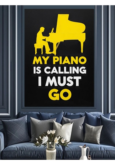Ahşap Tablo Piyano Çalan Adam Silüeti