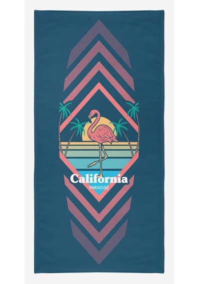 CALIFORNIA FLAMINGO Dijital Baskılı 75x150 Cm Plaj Havlusu Mavi