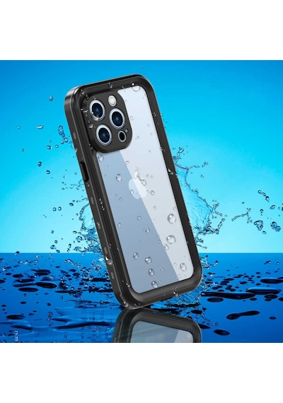 Apple Uyumlu iPhone 13 Pro Kılıf 1-1 Su Geçirmez Kılıf Siyah