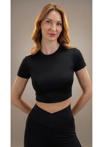 Heyy's Polyamid Crop Siyah T -shirt Siyah