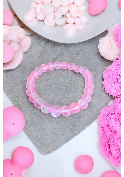 Pembe Termal Kuvars Taşı Bileklik Orijinal Gerçek Doğal Taş Renkli Bileklik Pembe Pembe