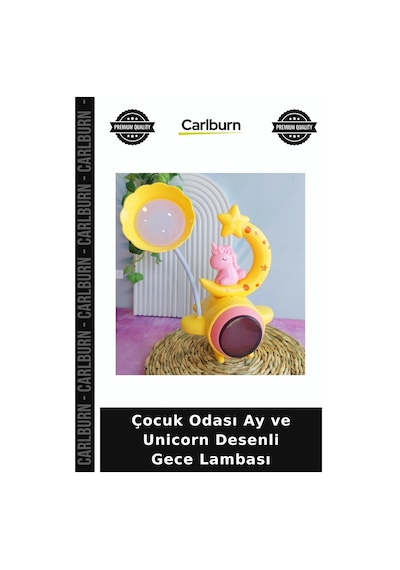 Özel Üretim Dekoratif Hediye Aydınlatma Çocuk Odası Ay Ve Unicorn Desenli Gece Lambası Diğer