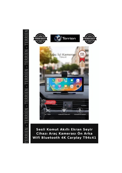 Sesli Komut Akıllı Ekran Seyir Cihazı Araç Kamerası Ön Arka Wifi Bluetooth 4k Carplay T94c41