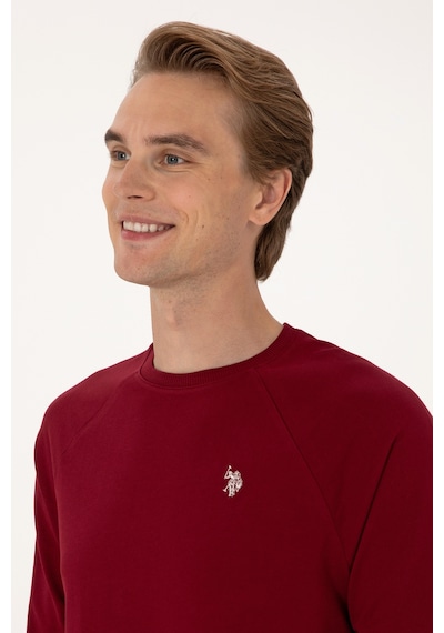 U.S. Polo Assn. Erkek Regular Fit Bisiklet Yaka Bordo İnce Basic Sweatshirt 50313752-VR014
