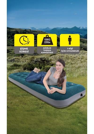 Terravıta Tek Kişilik Şişme Yatak Dahili Ayak Pompalı 191 x 73 x 22 CM 24130 Lacivert