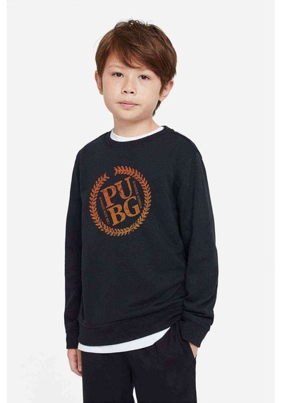 Tshirthane Pubg Public Baskılı Unisex Çocuk Siyah Sweatshirt Siyah