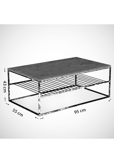 Etna Siyah Mermer Orta Sehpa Metal & Orta Masa Royal /Metal Ayak