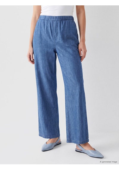 Lcwaıkıkı Classic İndigo Beli Lastikli Wideleg Kadın Jean Pantolon