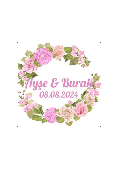 Altın Çerçeveli Kış Meyveli Etiket Kına Nişan Düğün 3x3 Cm Özel Etiket / 50 Adet Sticker Beyaz