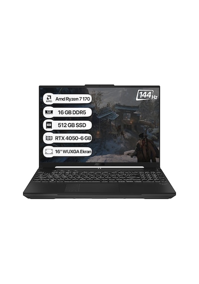 Asus Tuf Gaming A16 FA607NUQ-RL014 R7 170 16 GB 512 GB SSD RTX4050 16" Wuxga Free Dos Dizüstü Bilgisayar