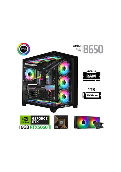 Xaser Lexus X700 R7-9700X 32 GB 1 TB SSD 16 GB RTX5060Ti Masaüstü Oyuncu Bilgisayarı