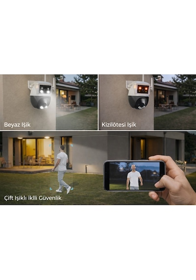 4mp Çift Lens Wifi Güvenlik Kamerası Otomatik Takip Gece Görüş Ip66 Dış Mekan