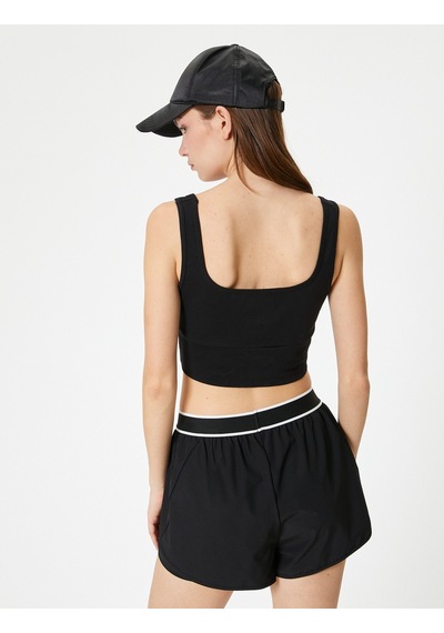 Koton Spor Yarım Atlet Kare Yaka Siyah 4sak30168nk Siyah