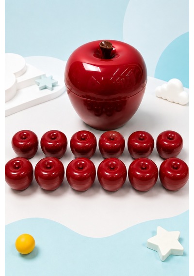 Elma Kutusu Sayı Ve Şekil Eşleştirme Oyuncağı 12 Parça Okul Öncesi Eğitici Montessori Set 3+ Yaş
