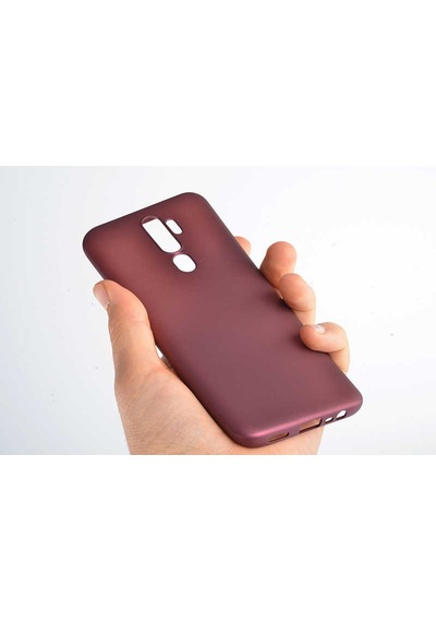 Noktaks - Oppo Uyumlu Oppo A5 2020 - Kılıf Mat Renkli Esnek Premier Silikon Kapak - Kırmızı