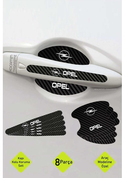 Opel Yazılı Kapı İçi Koruma Seti Yazılı Serisine Uygun Karbon Desenli Şık Beyaz Yazılı Tasarım