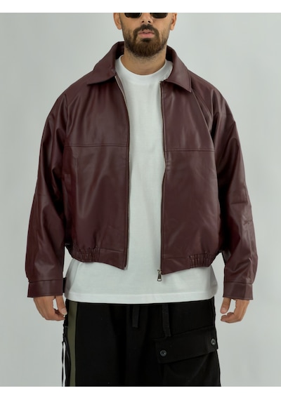 Cocopelli Bordo Bomber Erkek Deri Ceket Coc3471