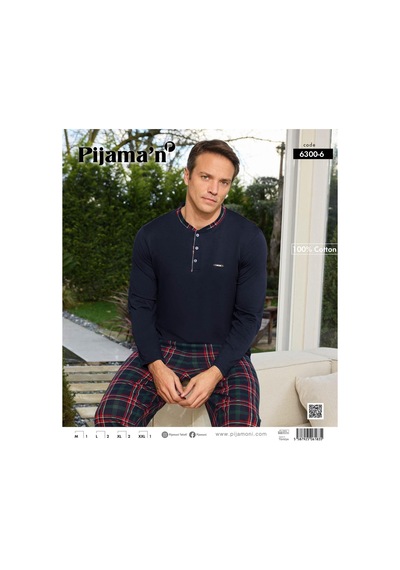 Pijamoni Erkek Standart Kalıp Pamuklu Düğme Yaka Uzun Kol Baharlık Pijama Takımı 6300/6l - 1 Adet Lacivert Pijamoni Erkek Standart Kalıp Pamuklu Düğme Yaka Uzun Kol Baharlık Pijama Takımı 6300/6l - 1 Adet Lacivert