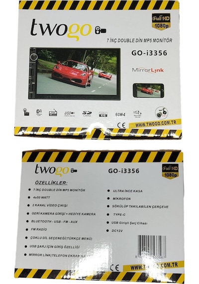 Twogo Go-i3356 Double Teyp 7 Inch Ekran Yansıtma 4 50w Usb/bt/sd/fm/aux Geri Görüş Kamerası