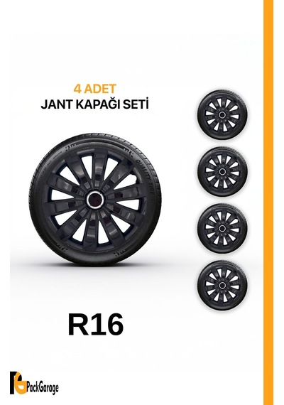 Volkswagen Up Club 16'' İnç Jant Kapağı 4 Adet Siyah S117