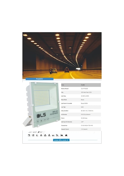 Pr-b200 200w Projektör Dls Park Bahçe Çevre Site Bina Tabela Dış Mekan Led Lamba