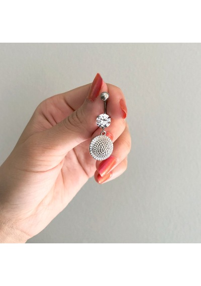 Ferizz 316l Çelik Zirkon Taşlı Küre Piercing Prc-135 Gümüş
