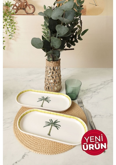 Keramika Palmiye Noyan Kayık Tabak 26 Cm 2 Adet 22642 Çok Renkli