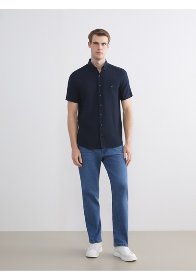 Lcwaıkıkı Classic Lacivert Regular Fit Kısa Kollu Erkek Gömlek