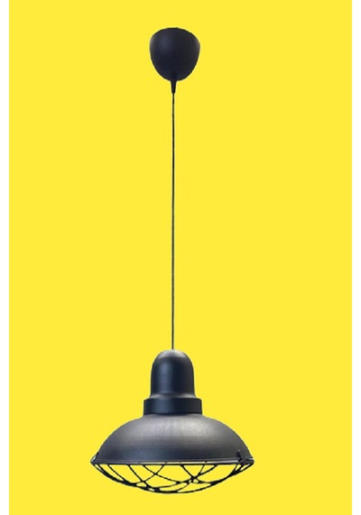 Rsylight Retro Siyah Metal Kafesli Dekoratif Tekli Kafe Mutfak Sarkıt Avize Çap:30 Cm Beyaz