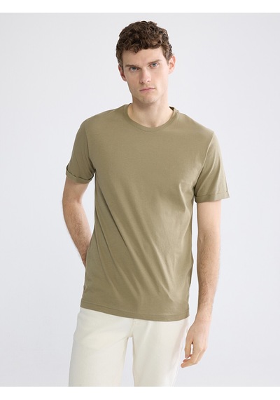 Lcwaıkıkı Classic Haki Slim Fit %100 Pamuk Basic Tişört