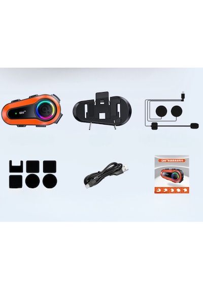 Motorsiklet Kask Interkom Kulaklık Rgb Işık Bluetooth 5.0 Çift Telefon Bağlantı 2x Intercom