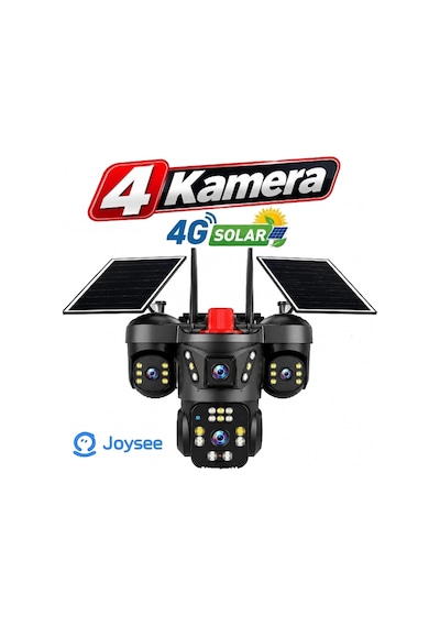 Joysee S4 12mp 4 Kameralı 4g Solar Sim Kartlı Ptz Ip Sesli Akıllı Güvenlik Kamera + 12gb Sım Kart He