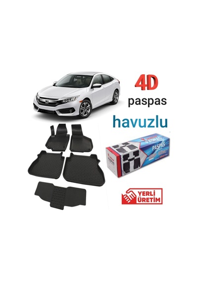 2016 2017 2018 2019 2020 Honda Civic 2016 2020 4D Havuzlu Paspas 4D Havuzlu Paspas-Siyah
