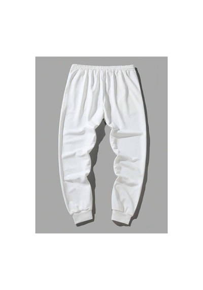 Tarzsokak Letter Graphic Drawstring Waist Eşofman Altı Beyaz