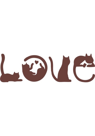 Kediler Love Araba Sticker 17x17 Cm Kahverengi