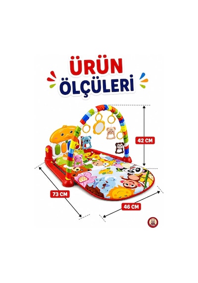 Oyuncak Piyanolu Sesli Işıklı Müzikli Çıngıraklı Bebek Oyun Halısı / Aynalı Aktivite Halısı / 0-6 Ay Ve 6+